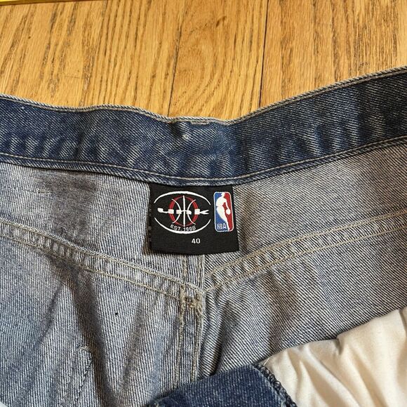 Unk Embroidered Basketball Patch Jeans NBA Team Logos Size 40 x 33 NWT Vtg Y2K - Picture 8 of 16